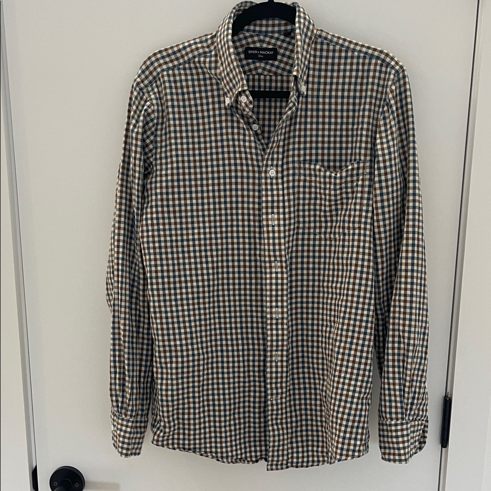 Men's Black and Brown Check Sportshirt -  Button-Down Shirt